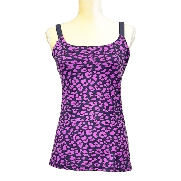 Lululemon Barre None Tank Size 6  Mini Cherry Cheetah Ultra Violet Navy Blue ECU - Picture 1 of 11